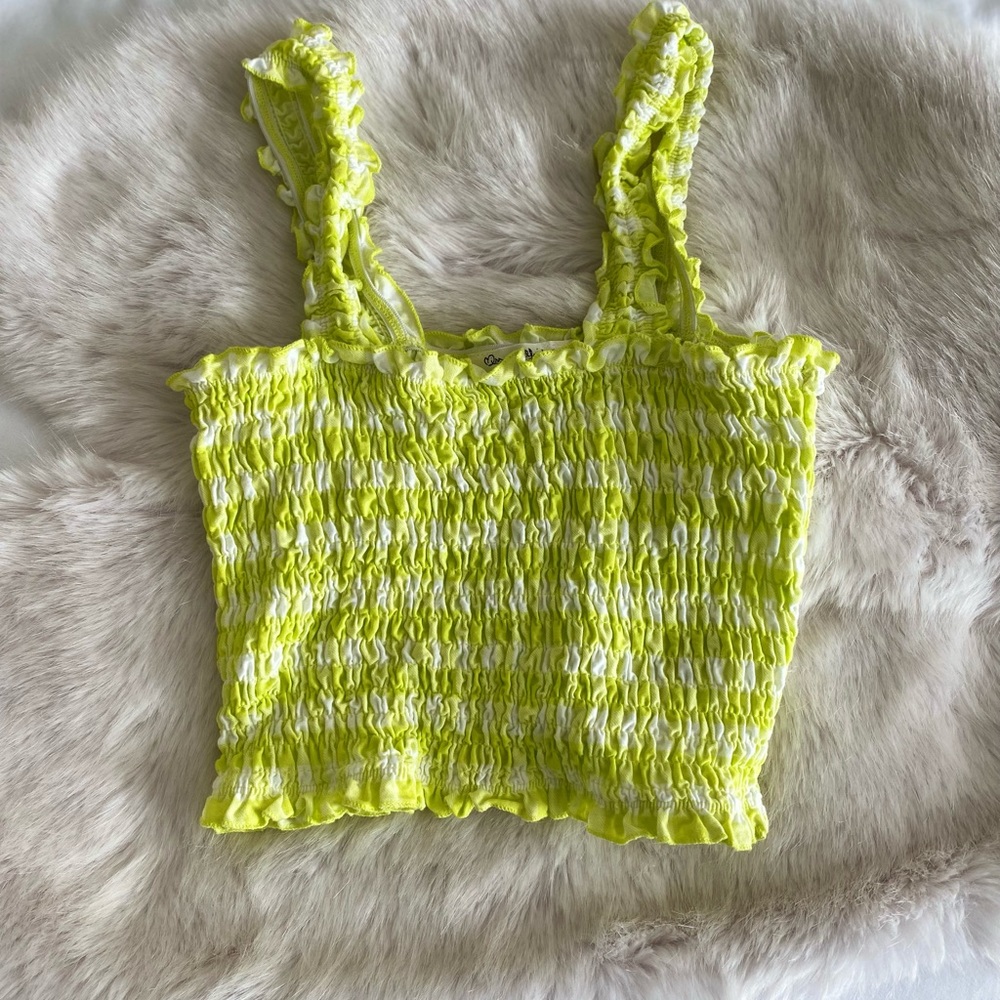 Miss Selfridge Bright Green/White Striped Crop Top